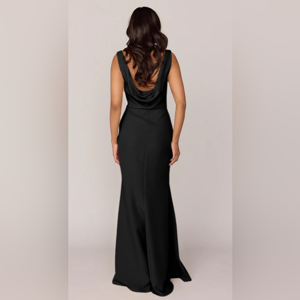 Revelry Black Cowl-Back Evening Dress